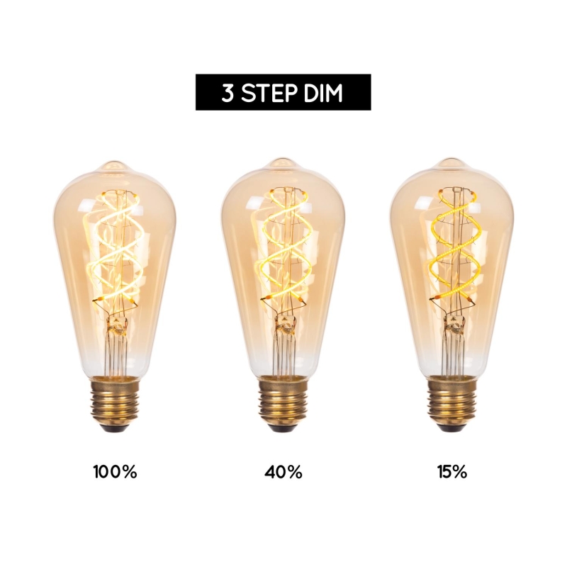 Lucide ST64 - Filament bulb - Ø 6,4 cm - E27 - 1x4,9W 2200K - Amber